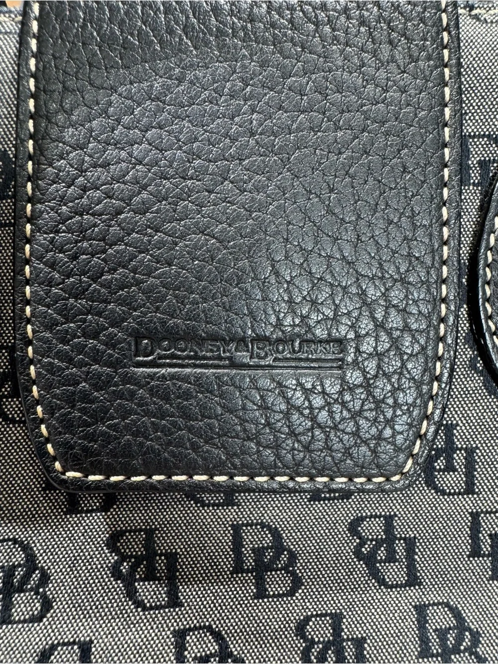 Dooney & Bourke Gray & Black Monogram Canvas Black Leather Trim Shoulder Bag - Picture 12 of 13